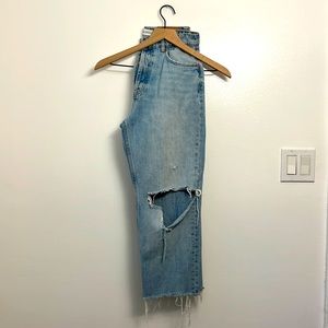 Cropped wide leg distressed Jeans